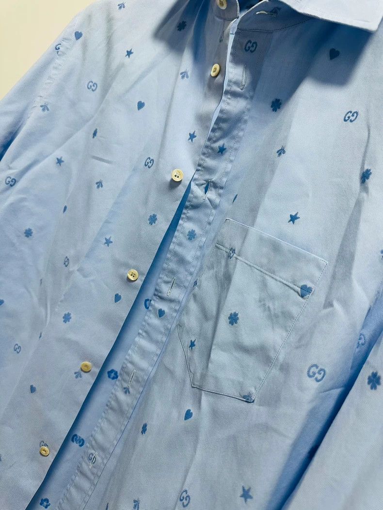 Gucci Gucci Size 15+ Blue embroidered logo shirt size 15+ 2501-N Size US XS / EU 42 / 0 - 4 Thumbnail