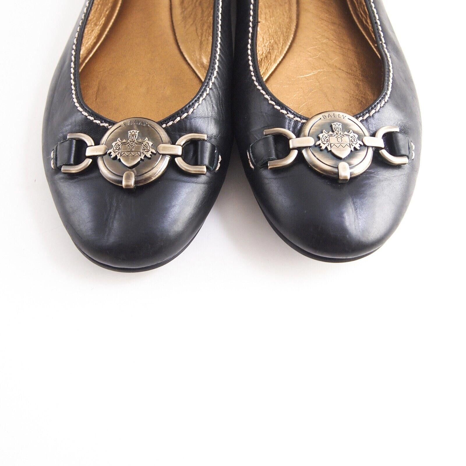 Bally Bally Campbell Flats Black Leather Womens EU 36 US 5.5 $520 Size US 5.5 / IT 35.5 - 4 Thumbnail