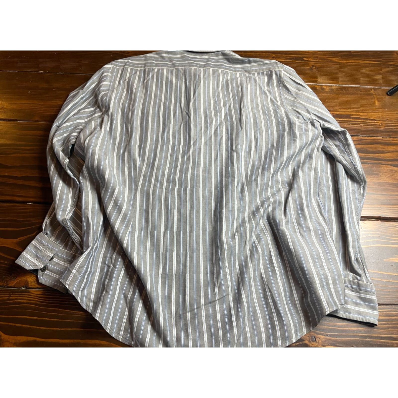 Express Express Shirt XL Gray Blue Striped Button-Up Long Sleeve Modern Fit Mens Size US XL / EU 56 / 4 - 6 Thumbnail