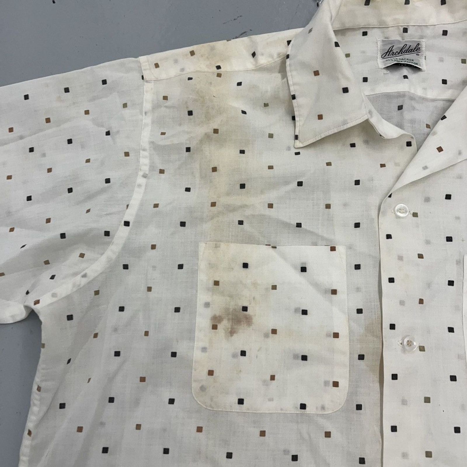 Other Vintage 60s Archdale White Pattern Loop Collar Shirt Size US XL / EU 56 / 4 - 2 Thumbnail
