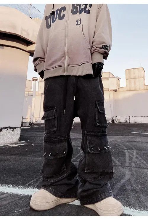 Other Spikder Rivet Multi Pocket Cargo Wide Leg Jeans Size US 33 - 6 Thumbnail