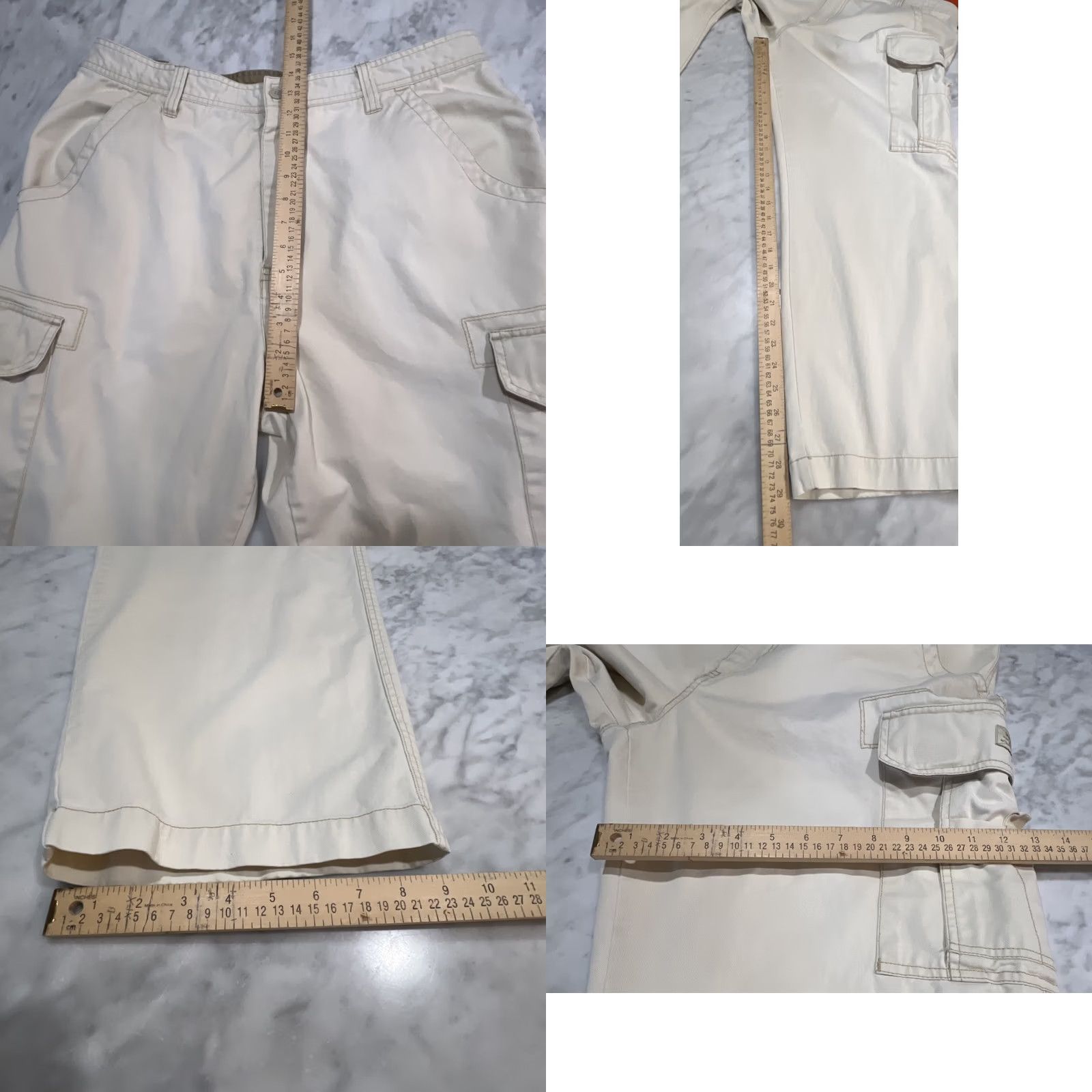 Vintage Unionbay Cargo Pants Mens 38x30 Beige Baggy Wide-Leg Grunge 5-Pocket Canvas Cotton Zip Button Regular Rise High 12in Size US 38 / EU 54 - 9 Thumbnail