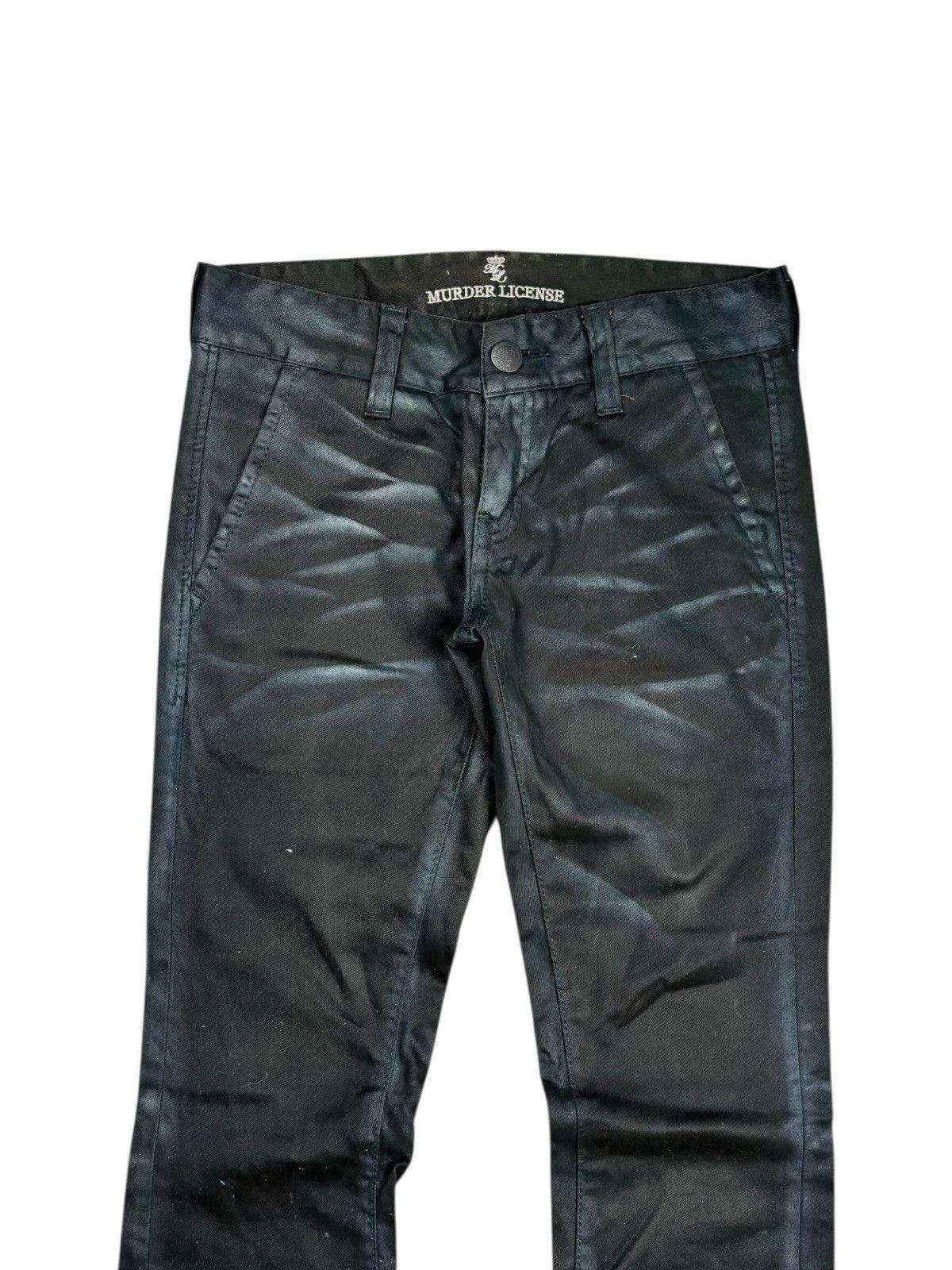 14th Addiction 2000s Murder License - Waxed Flared Denim Size US 29 - 3 Thumbnail