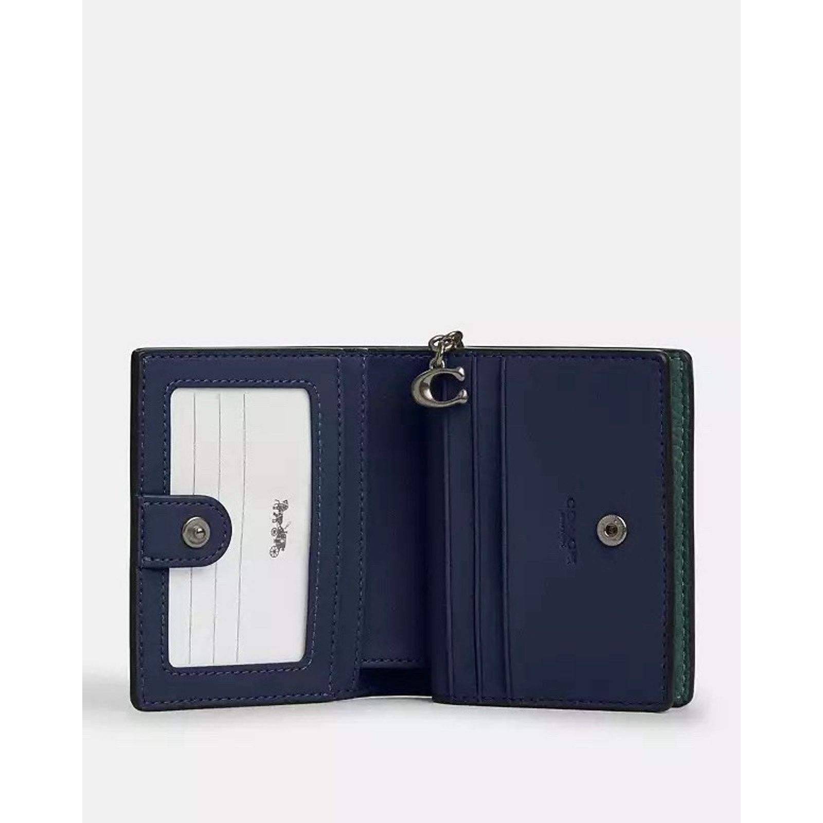 Coach NWT Coach Snap Wallet C2862 Dark Teal Green Pebbled Leather Size ONE SIZE - 5 Thumbnail