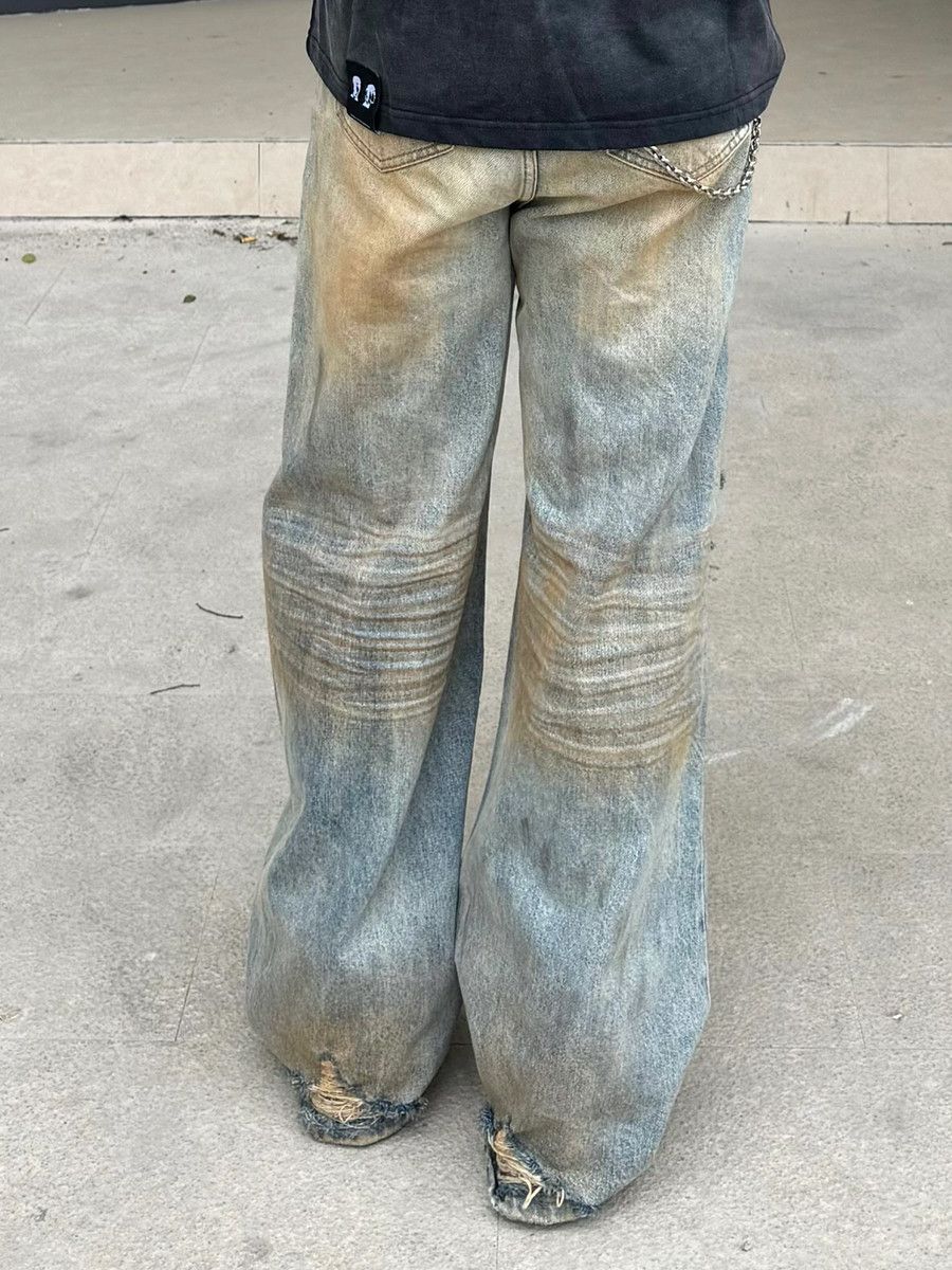 Vintage Dirty Knee Hole Distressed Jeans Size US 35 - 5 Thumbnail