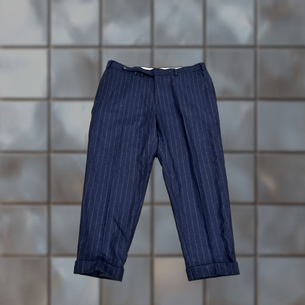 Suitsupply Suitsupply Wool Flannel Striped Navy White Dress Pants Trousers 38x25 Men Regular Inseam 25 Flat Front Dress Pants Suitsupply Size 38R - 1 Thumbnail