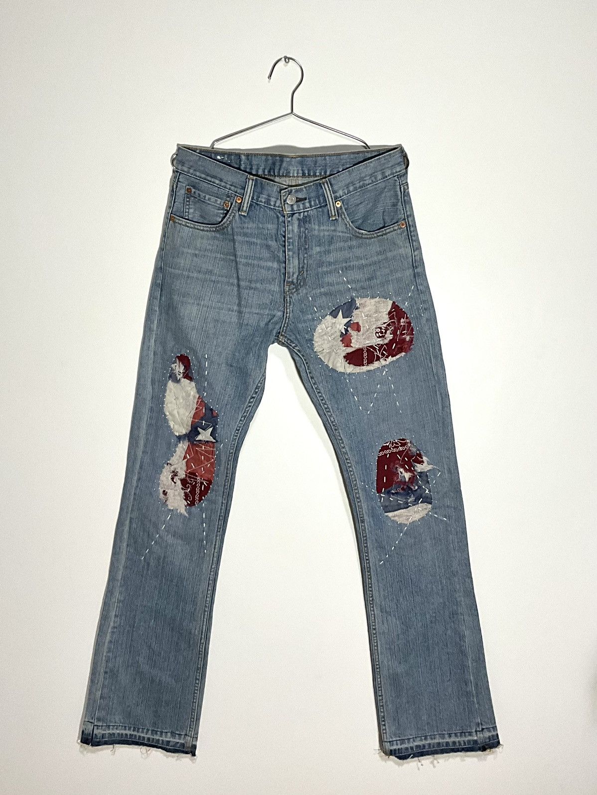 image of Levis Hand Done Sashiko Repaired Denim Jeans in Blue, Men's (Size 32)