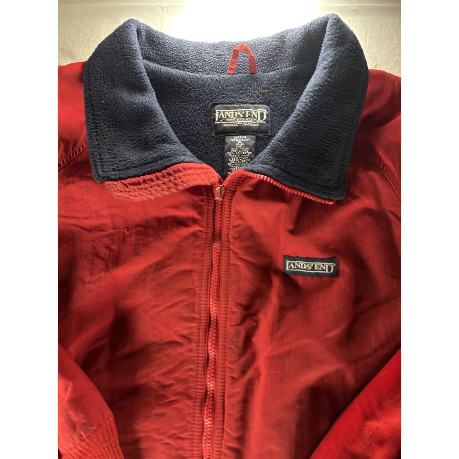 Lands' End VINTAGE Lands End Squall Jacket Mens XL Red 90s Fleece Lined Thrashed USA Size US XL / EU 56 / 4 - 5 Thumbnail
