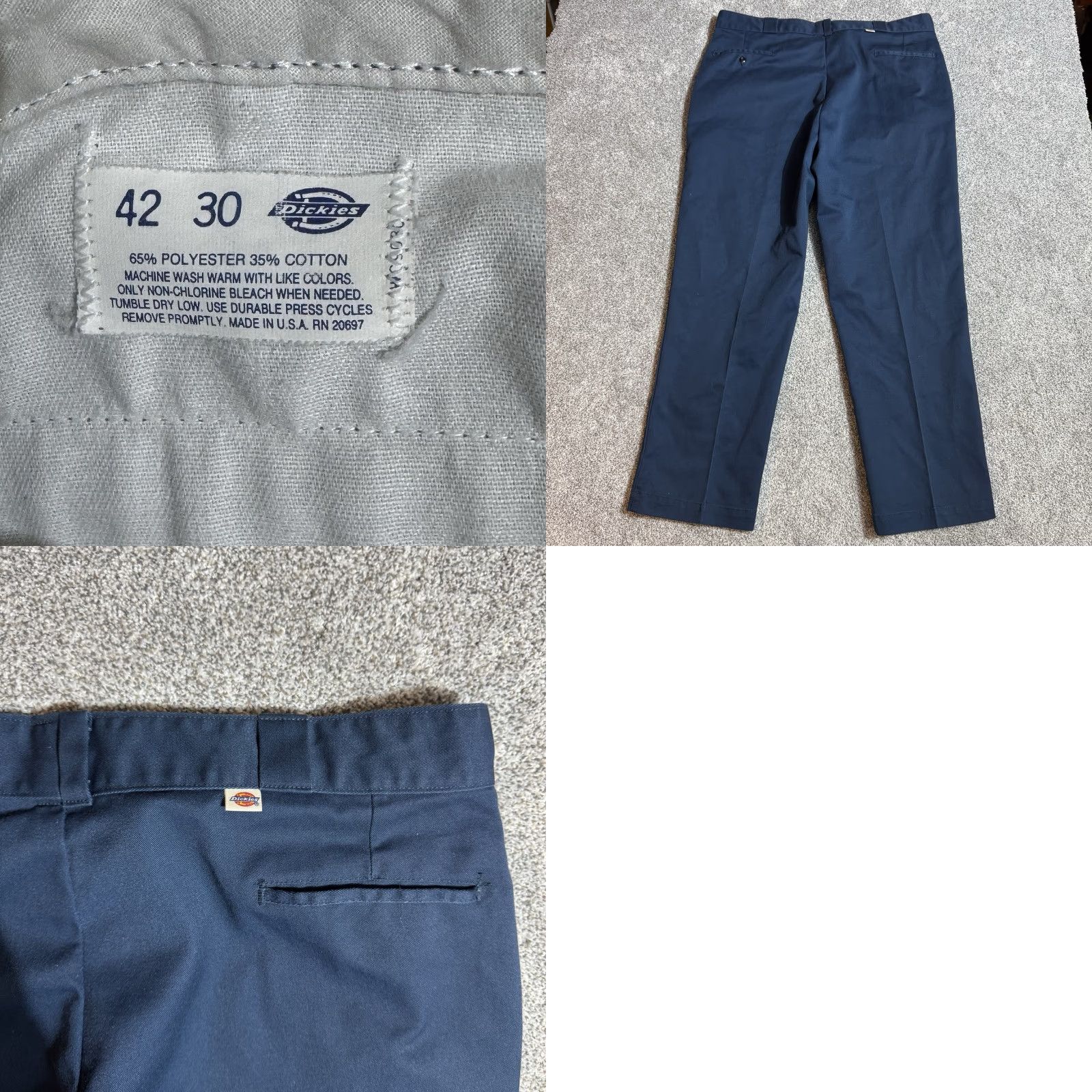 Dickies VINTAGE Dickies Pants Mens 42x30 Work Pants City USA Minimalist 90s Dress Pants Straight Blue Cotton Polyester Regular 65% Polyester 35% Cotton Mens Size US 42 / EU 58 - 8 Thumbnail