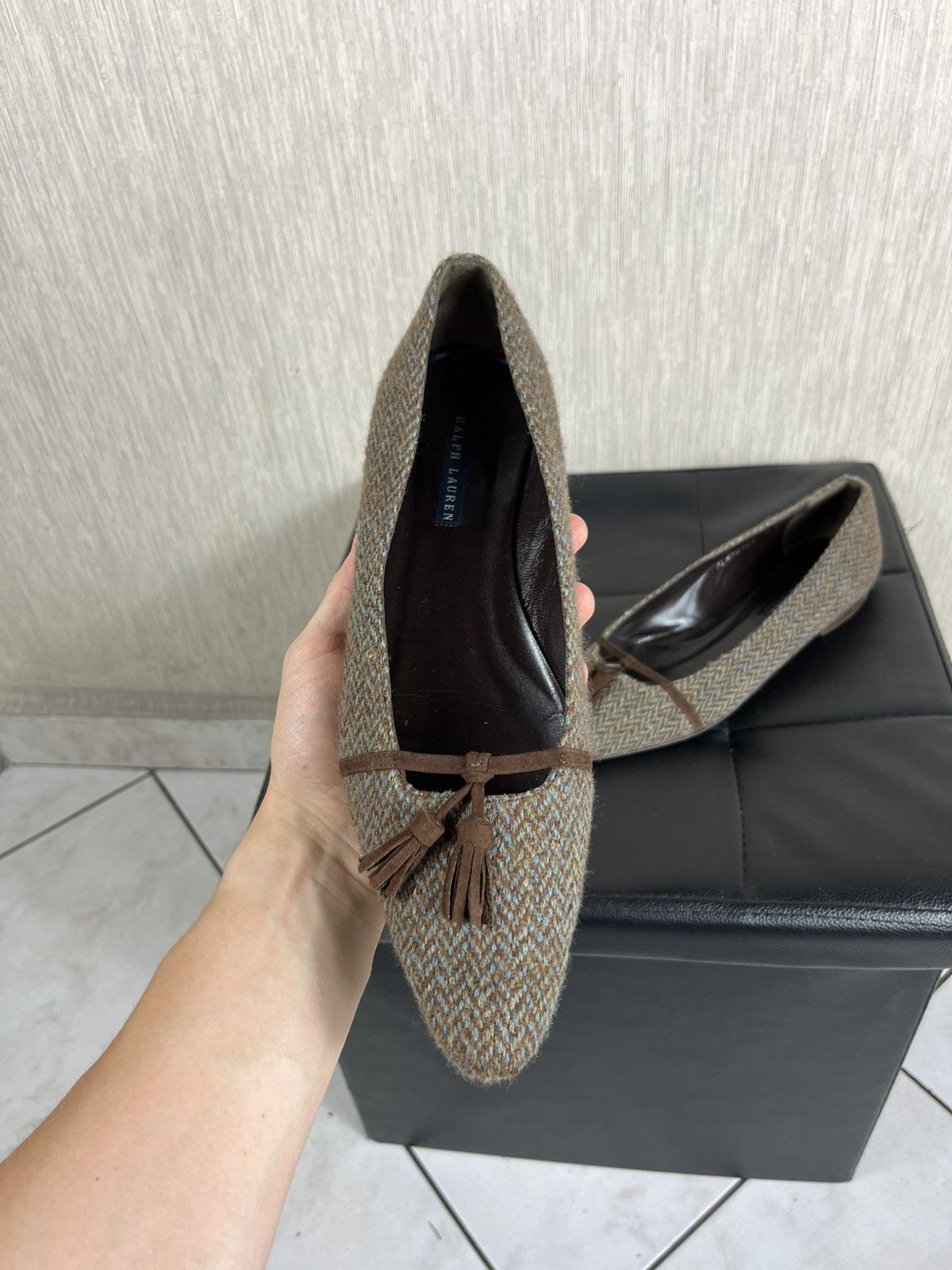 Harris Tweed × Ralph Lauren × Vintage Vintage Ralph Lauren wool Harris Tweed flats y2k ballerinas Size US 9 / IT 39 - 5 Thumbnail