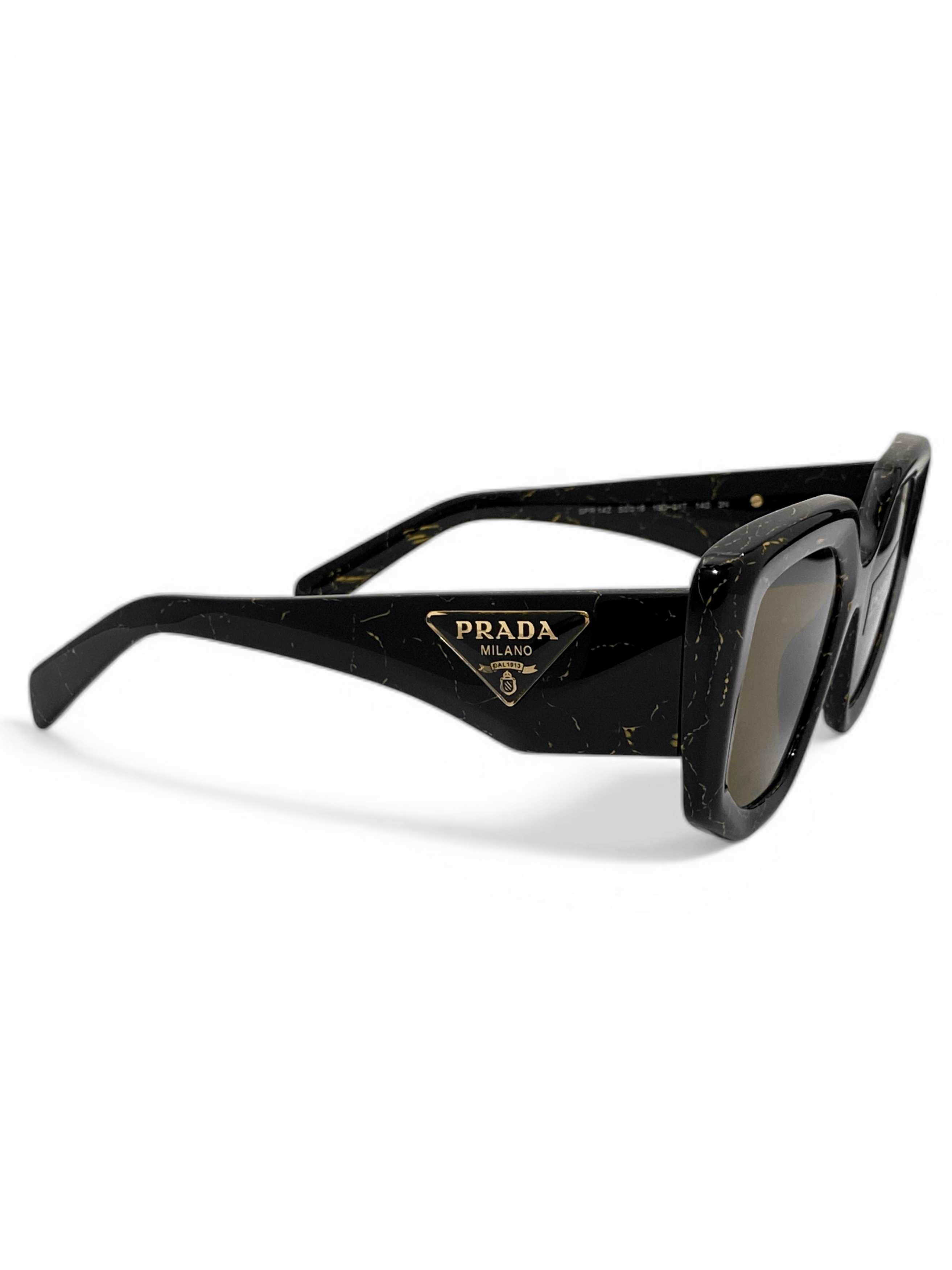 Prada Prada Triangle Logo Oversized Retro Symbol Black Sunglasses Size ONE SIZE - 8 Thumbnail