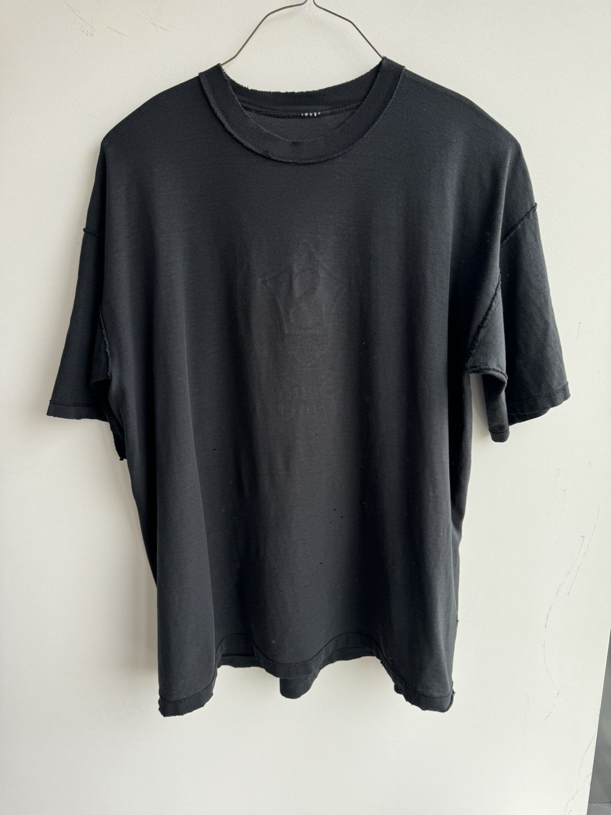 image of Vintage Inside Out T Shirt Thrashed Oversized Distressed in Black, Men's (Size 2XL)