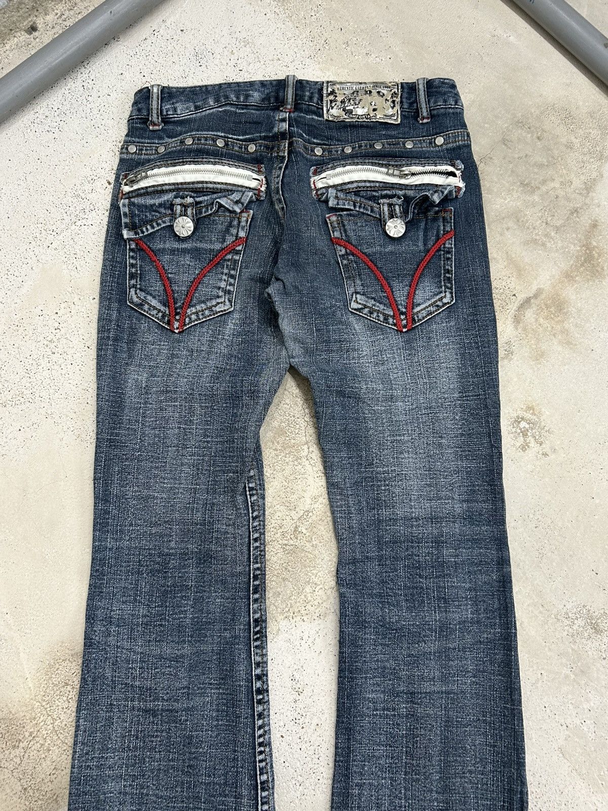 GOSTAR DE FUGA Flare BCBG Bootcut Distressed Fade Washed Button Studded Size US 30 / EU 46 - 11 Thumbnail
