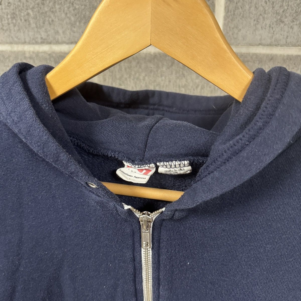 Vintage Faded Navy Blue Zip Up Hoodie Faded Thrashed ERD Grunge Size US S / EU 44-46 / 1 - 5 Thumbnail