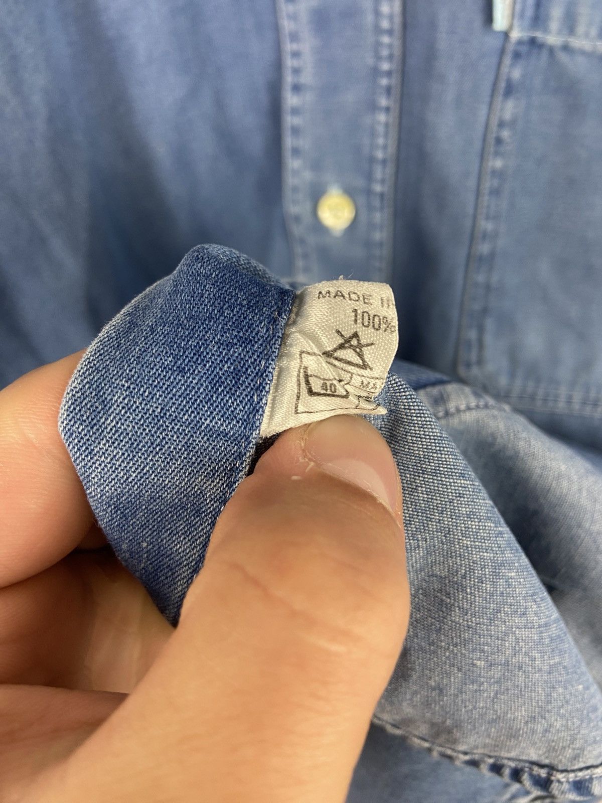 Burberry Vintage Thomas Burberry Denim Blue Men's Button-Up Shirt Size US S / EU 44-46 / 1 - 9 Thumbnail
