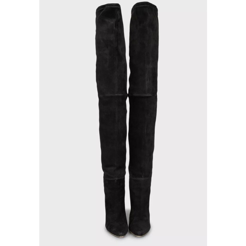 Balmain Balmain Blue Suede Over-the-Knee Boots Sz. 38.5 Size US 7.5 / IT 37.5 - 3 Thumbnail