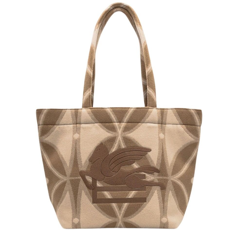 Etro Etro NWT Logo-Embroidered Beige Wool Tote Bag Size ONE SIZE - 1 Thumbnail