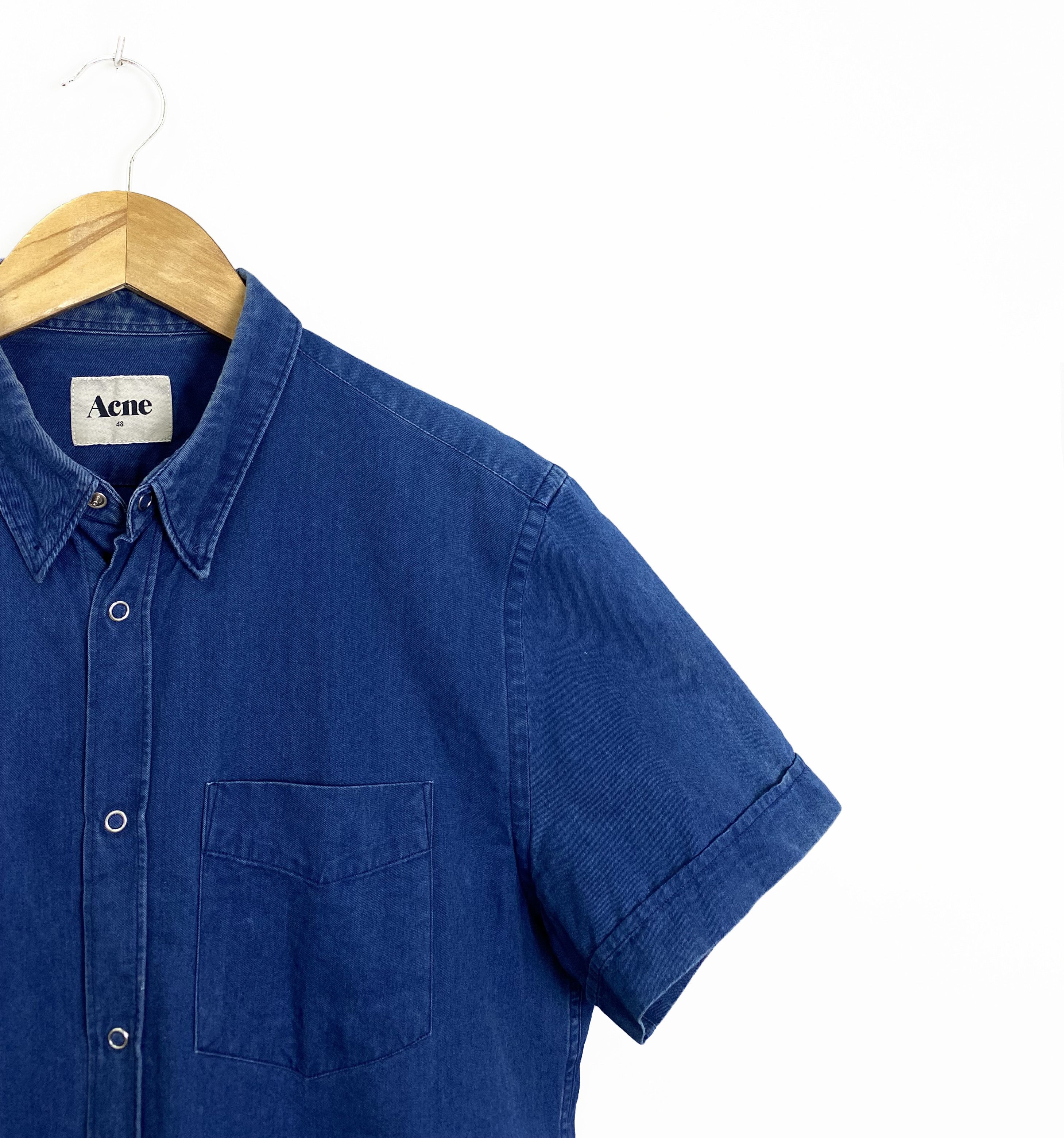 Acne Studios Acne Studios Slim Short Sleeve Denim Button Up Shirt Size 48 Size US M / EU 48-50 / 2 - 3 Thumbnail