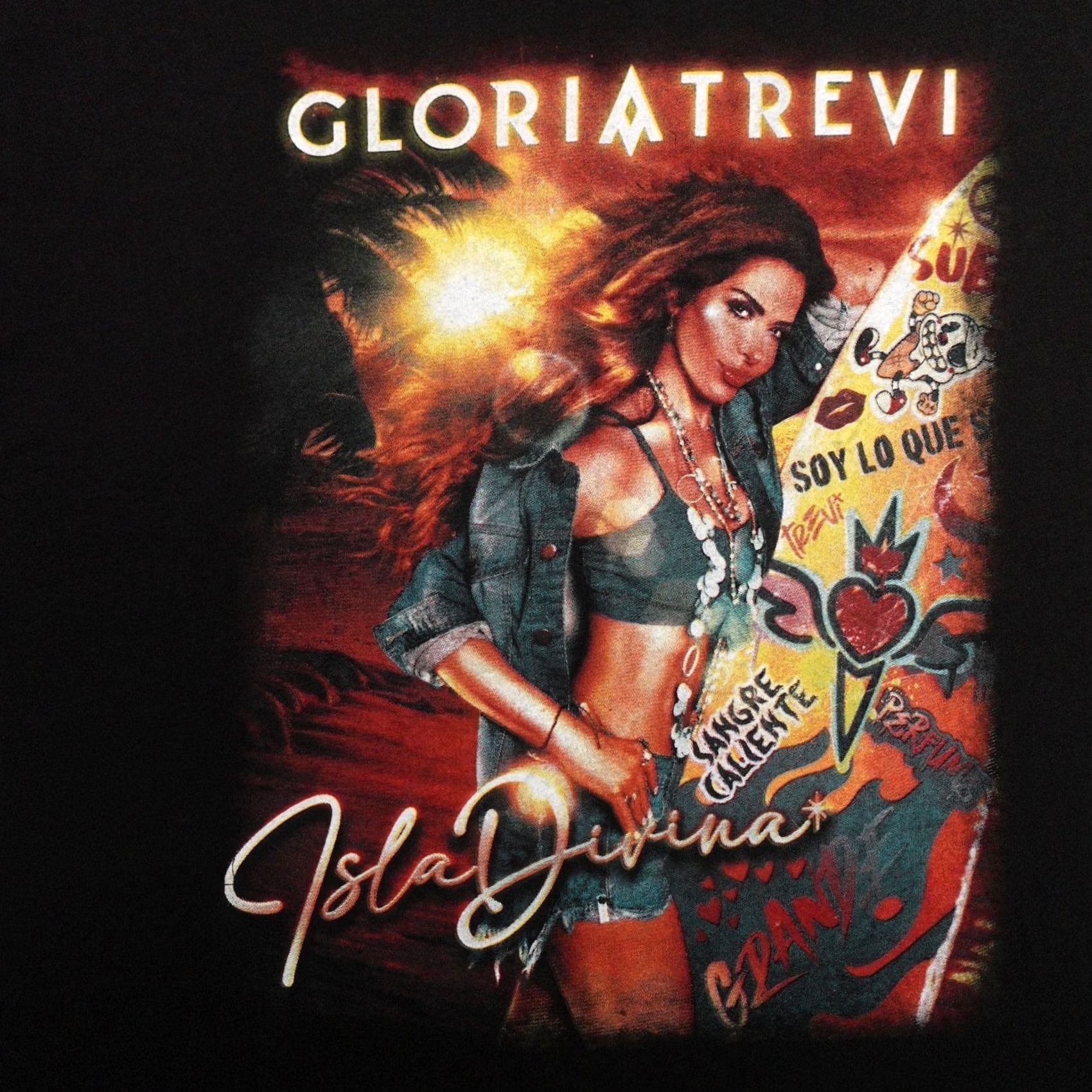 Vintage Gloria Trevi Tshirt Adult Size Large Black Isla Divina Caliente Tour Sold Out Size US L / EU 52-54 / 3 - 2 Thumbnail