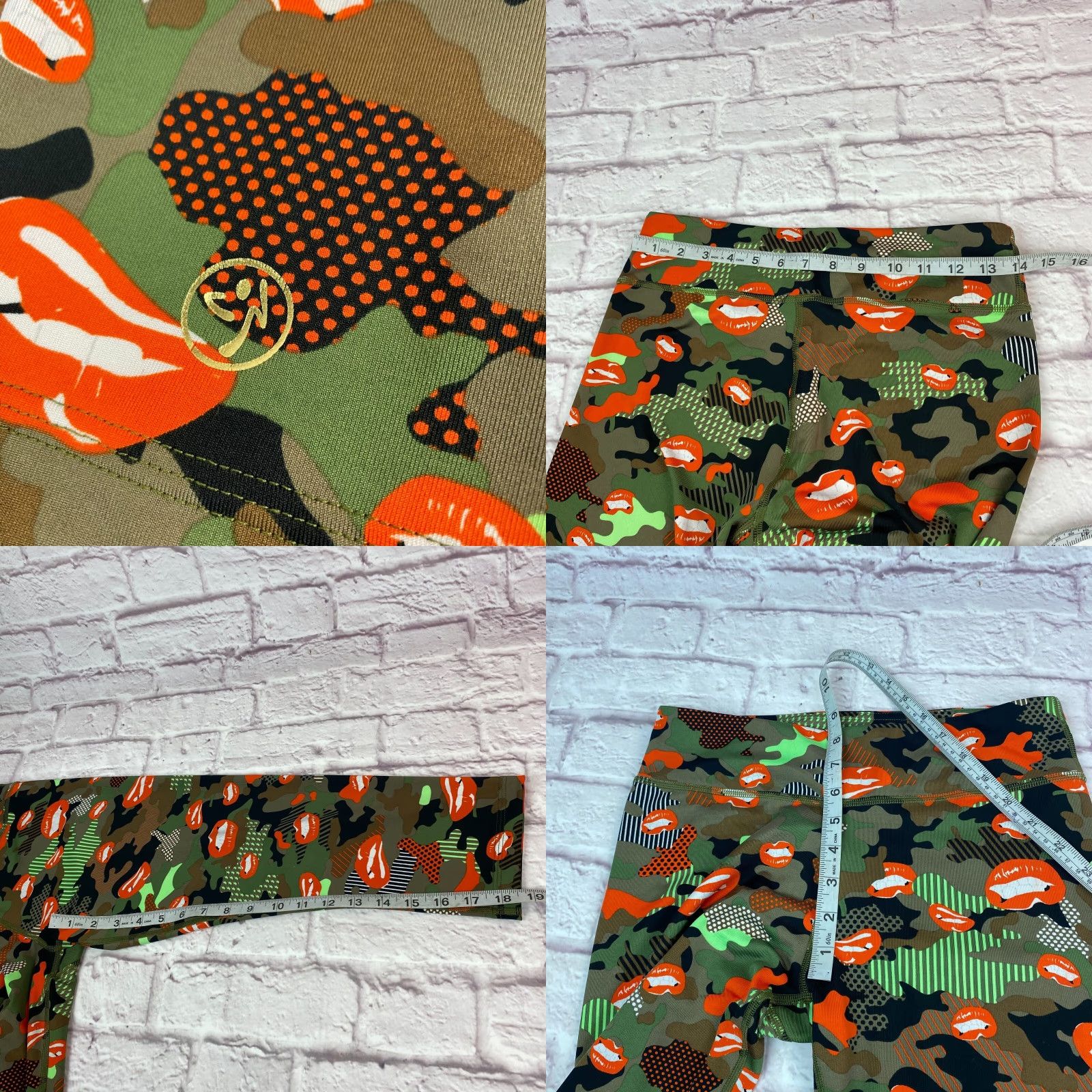 Vintage Zumba Womens Camoflouge Leggings W28 Capri Army green Low Rise Spley Lip Size 28" / US 6 / IT 42 - 8 Thumbnail