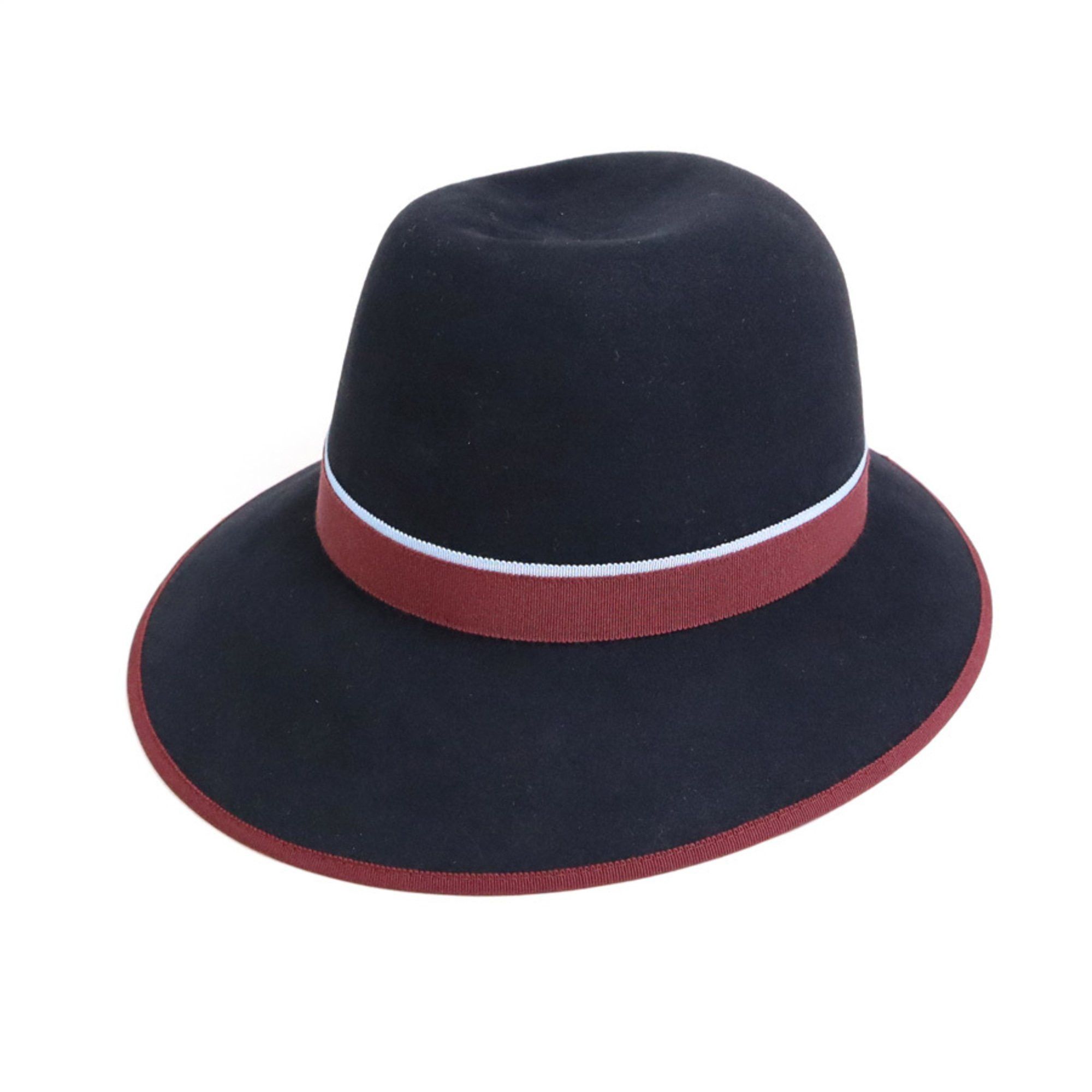 image of Hermes Hat Wool Black X Bordeaux Light Blue Unisex, Women's