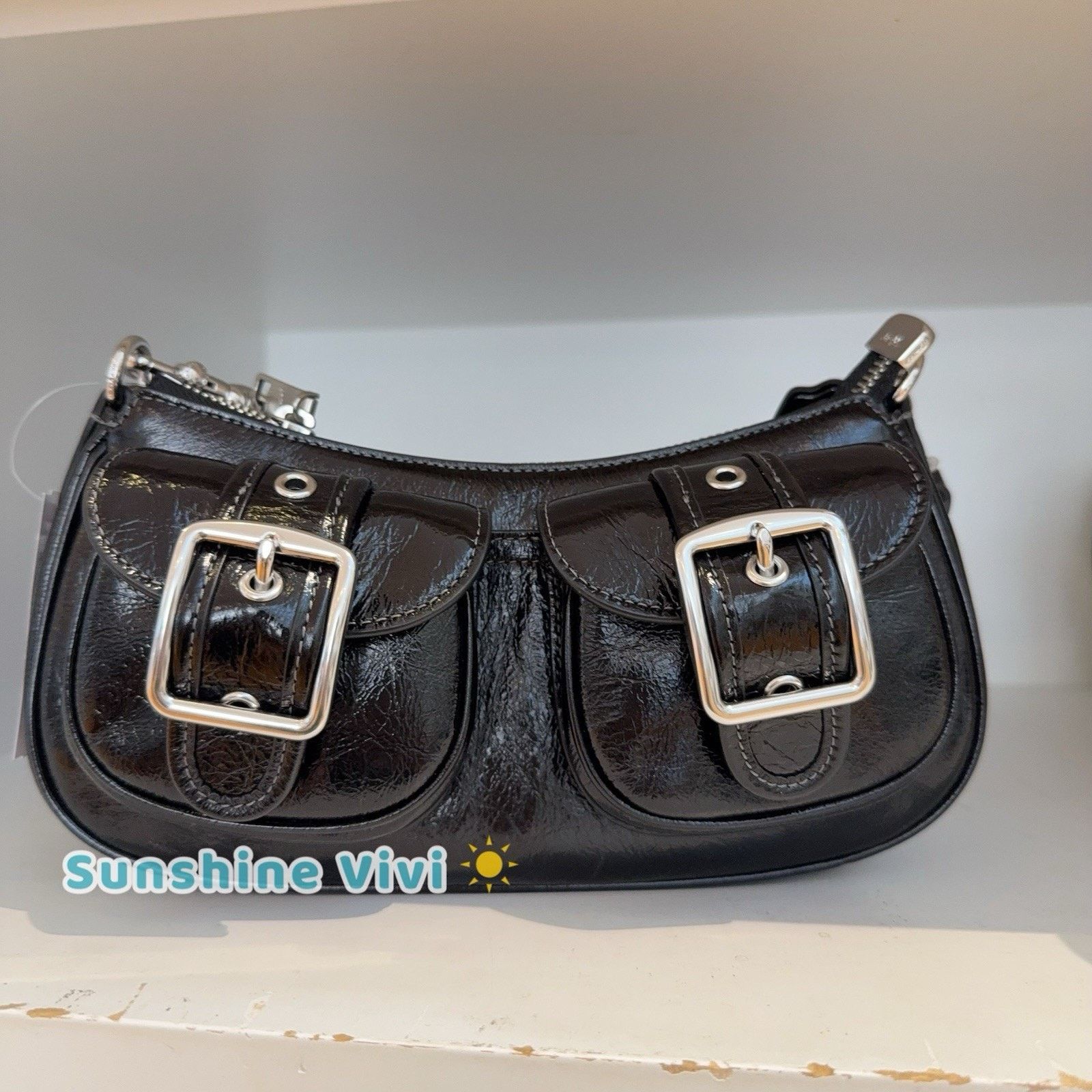 Coach NWT Coach CBJ01 Glazed Leather Ashton Shoulder Bag Black Size ONE SIZE - 3 Thumbnail