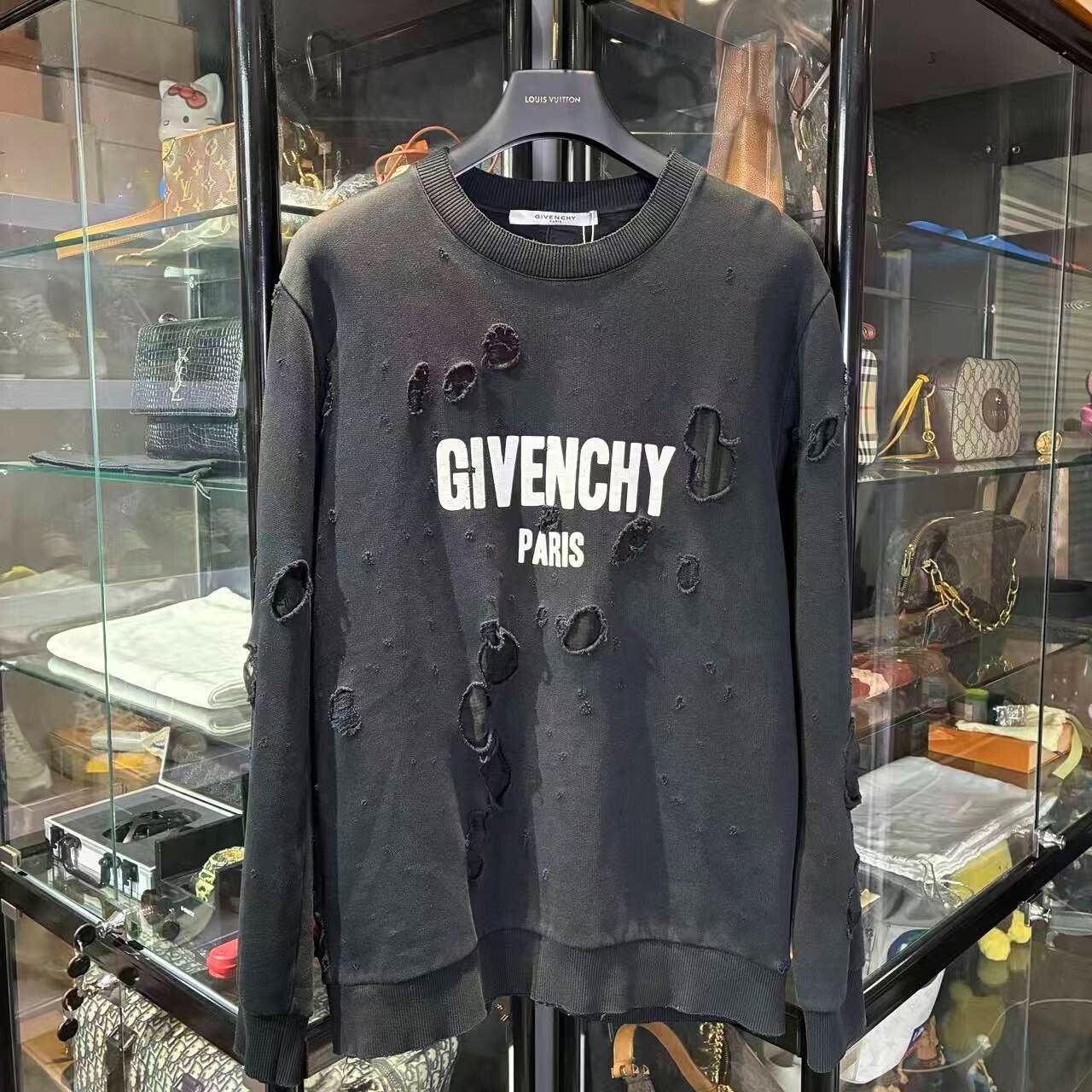Givenchy Givenchy Distressed Black Hoodie s Men Size US S / EU 44-46 / 1 - 1 Thumbnail