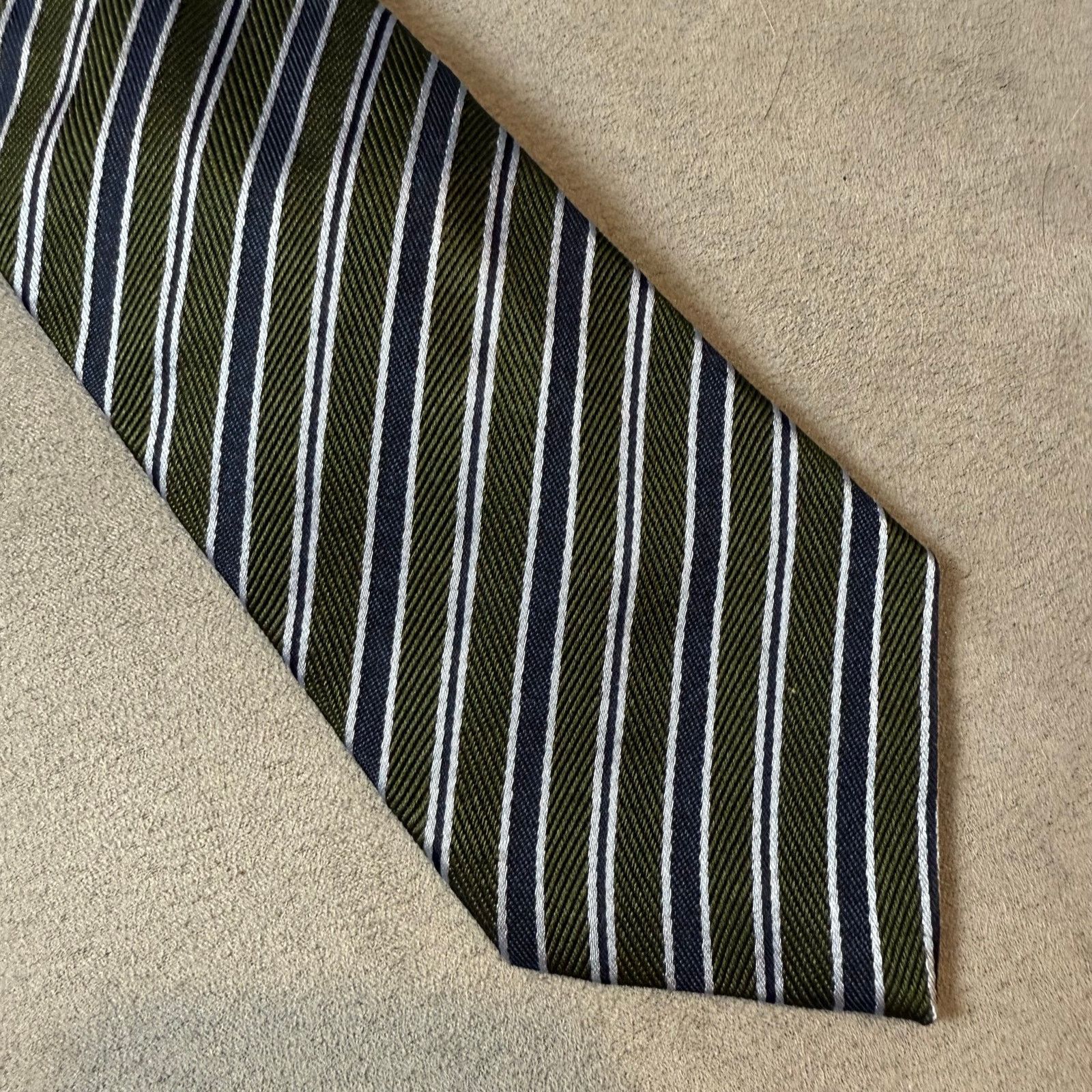 Other Vakko Tie 100% Silk Diagonal Stripe Green Blue Size ONE SIZE - 1 Thumbnail