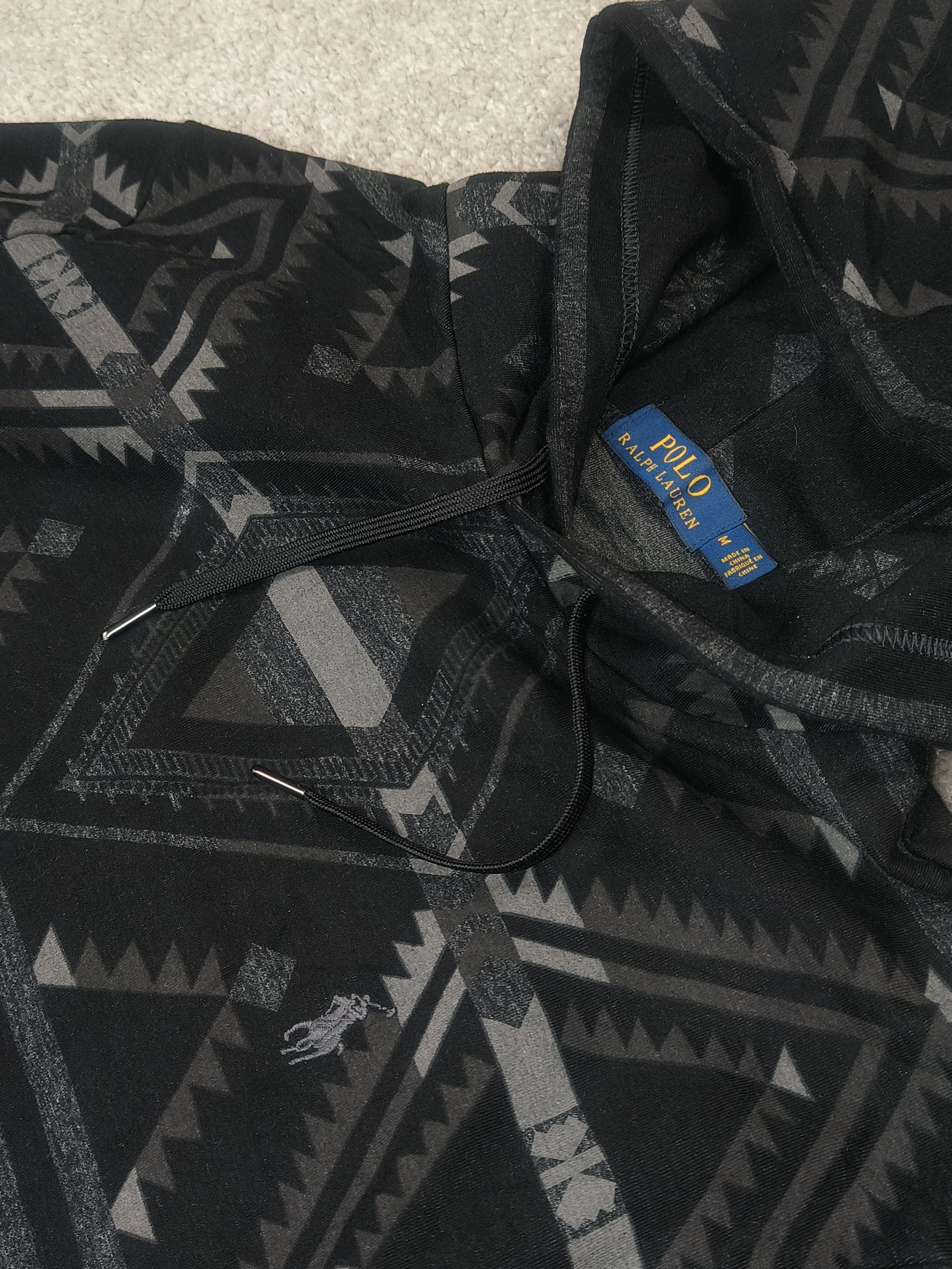 Polo Ralph Lauren PRL Aztec Print Black Geometric Native Pattern Pull Hoodie Size M / US 6-8 / IT 42-44 - 2 Thumbnail