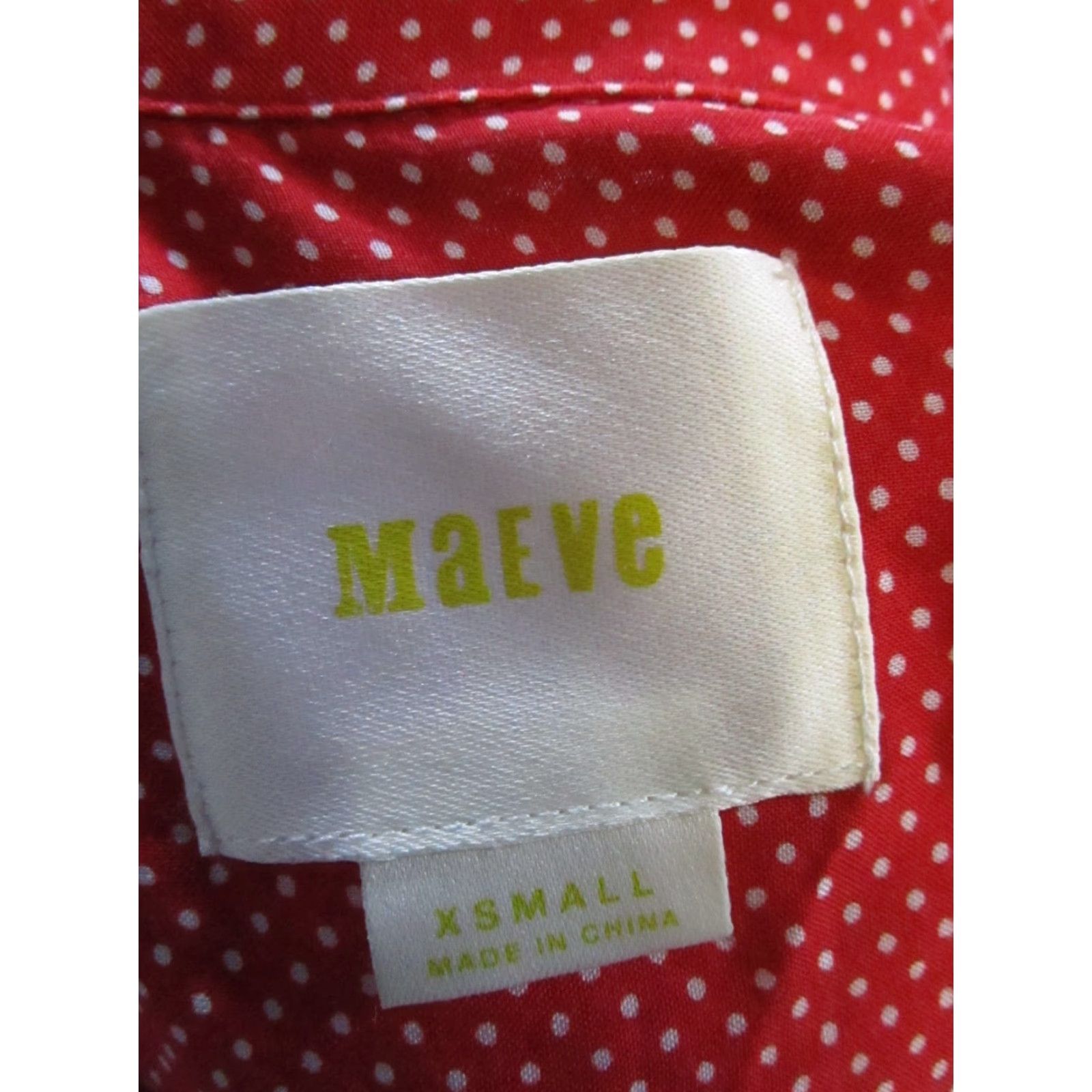 Vintage Maeve Shirt Womens XS Red White Polka Dot Blouse Long Sleeve Collared Closure Button Rayon Fabric Regular Womens Blouse Maeve Size XS / US 0-2 / IT 36-38 - 3 Thumbnail