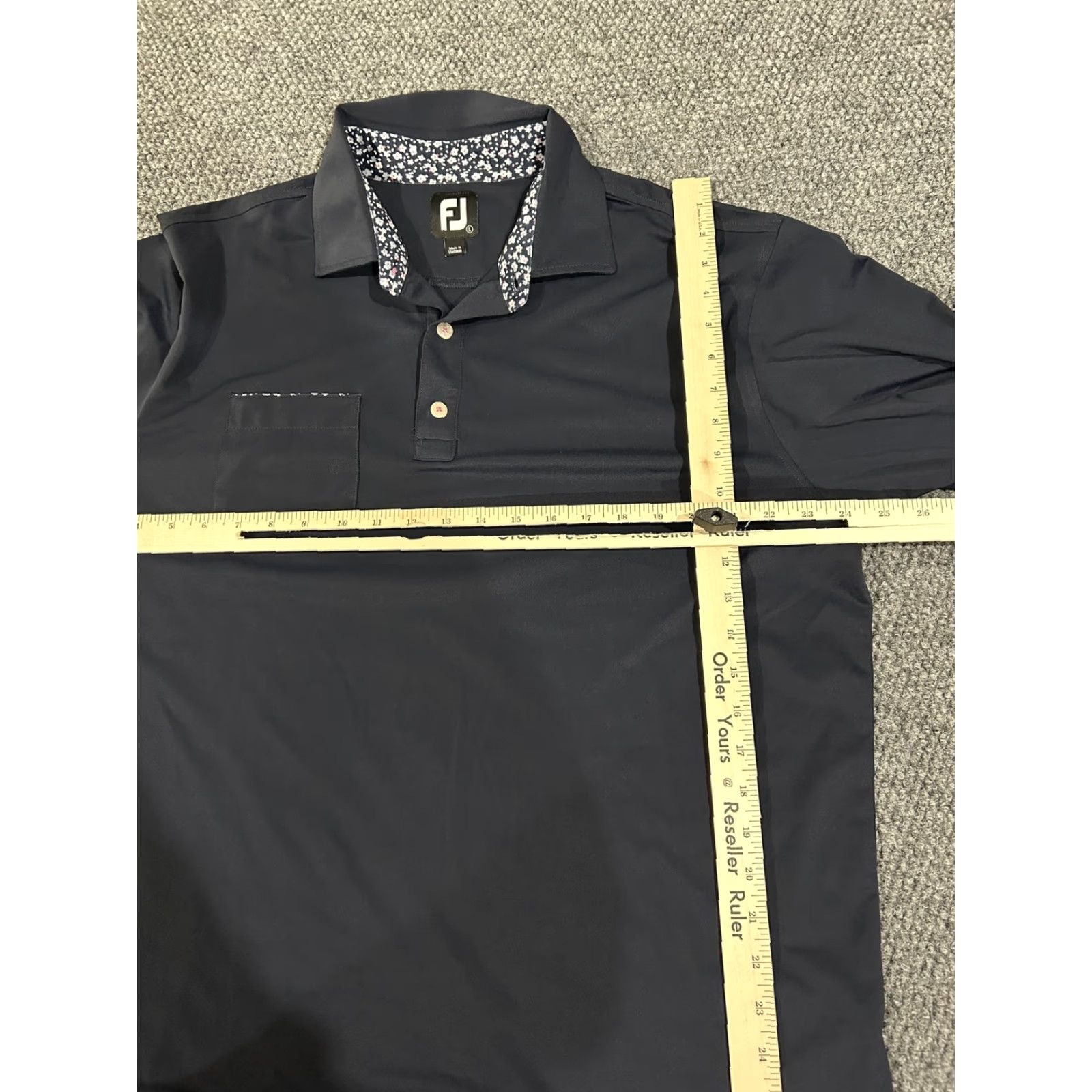 Footjoy FootJoy Polo Shirt Mens L Blue Golf Planterra Ridge Floral Trim Stretch Polo Shirt Size US L / EU 52-54 / 3 - 4 Thumbnail