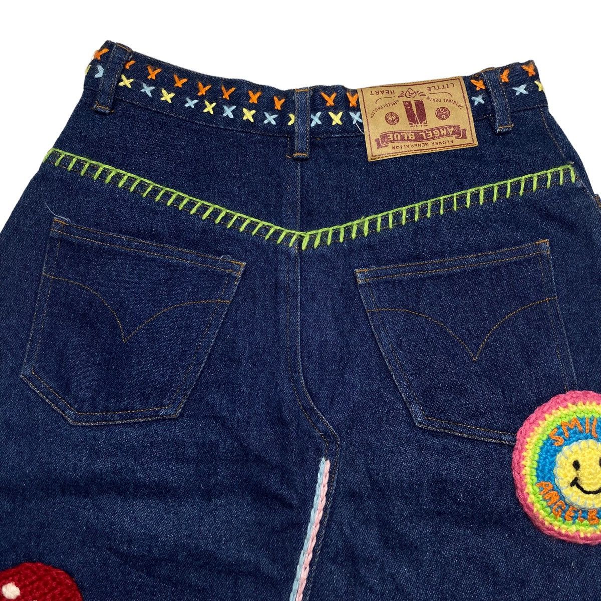 Angel Blue 2000s Angel Blue - Knitted Patch Midi Skirt Denim Size 26" / US 2 / IT 38 - 8 Thumbnail