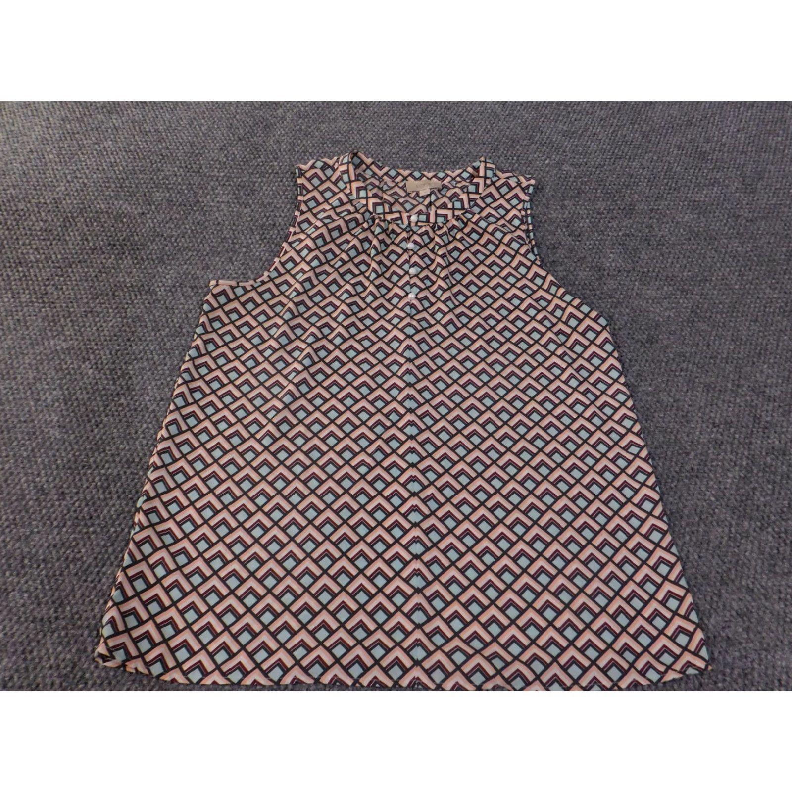 Loft LOFT Outlet Blouse Womens Medium Multicolor Geometric Print Sleeveless Button Top Shirt Size M / US 6-8 / IT 42-44 - 4 Thumbnail