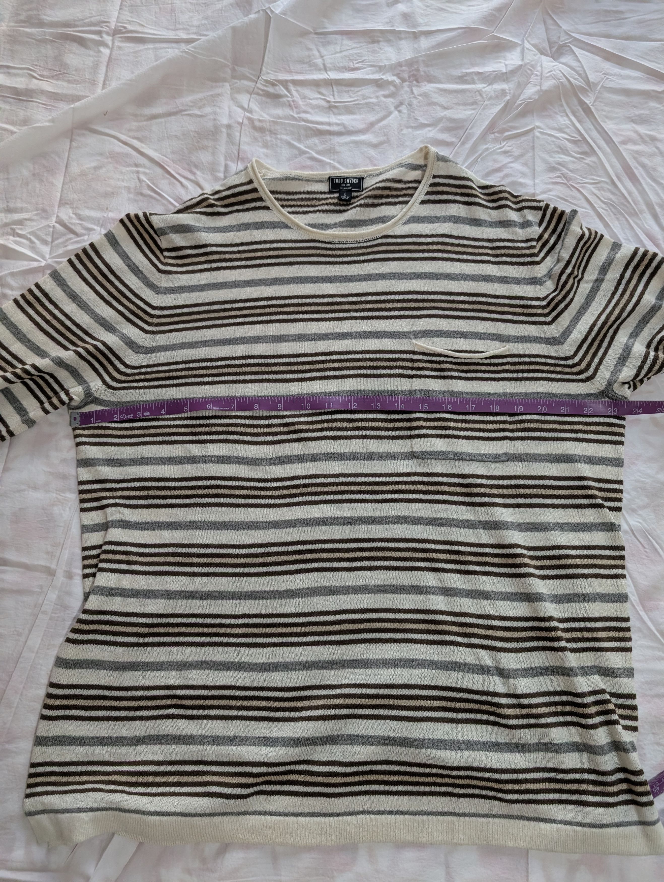 Todd Snyder Todd Snyder Striped Linen Shore Sweater in Chalk Size US L / EU 52-54 / 3 - 2 Thumbnail