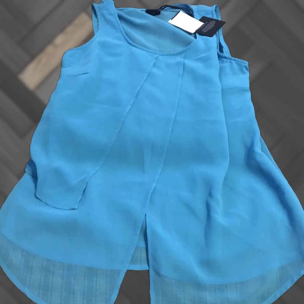 Vintage Bobeau Women's Tank Blouse Blue M Sleeveless Size M Shirt, Blue, Women Size M / US 6-8 / IT 42-44 - 1 Thumbnail