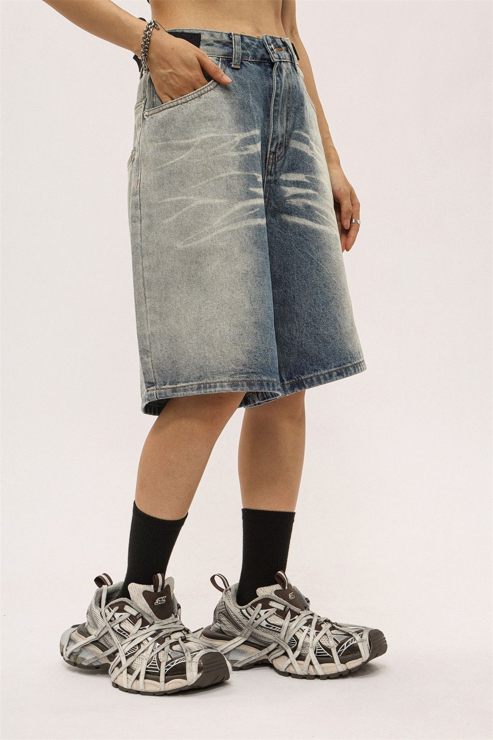 Japanese Brand × Vintage Water Ripples Denim Short Size US 28 / EU 44 - 2 Thumbnail