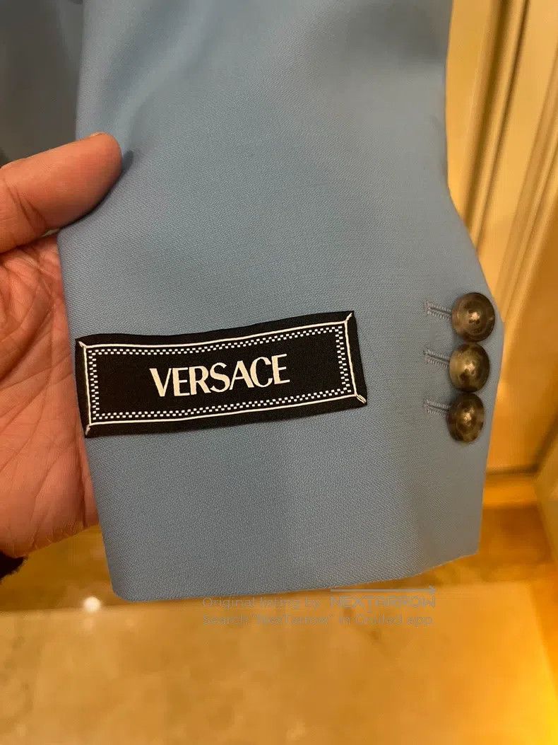 Versace Versace Light blue wool single-row double-button suit suit Size 48S - 6 Thumbnail