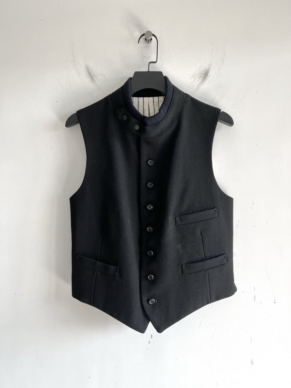 Yohji Yamamoto Yohji Yamamoto Pour Homme - Wool Stand Collar Cropped Vest Size US L / EU 52-54 / 3 - 3 Thumbnail
