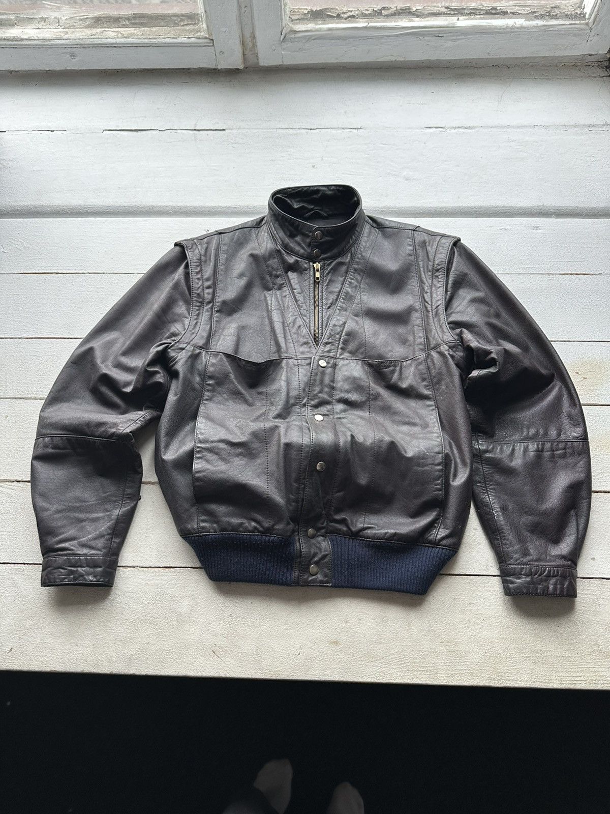 Other 🚨VNTG LEATHER JACKET AVANT GARDE ASYMMETRICAL BLACK MOTO Size US S / EU 44-46 / 1 - 1 Thumbnail