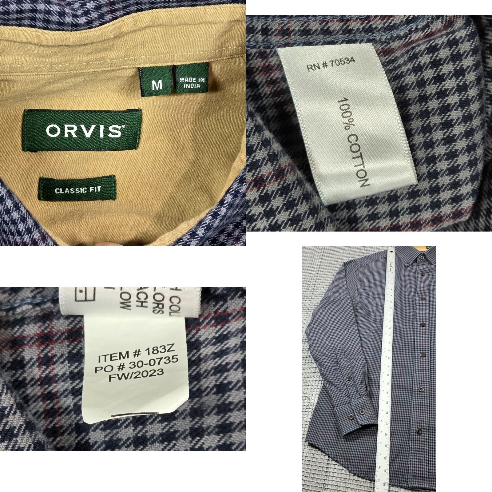 Orvis Orvis Plaid Gray M Flannel Men Long Sleeve Button Up Shirt Houndstooth Twill Size US M / EU 48-50 / 2 - 8 Thumbnail