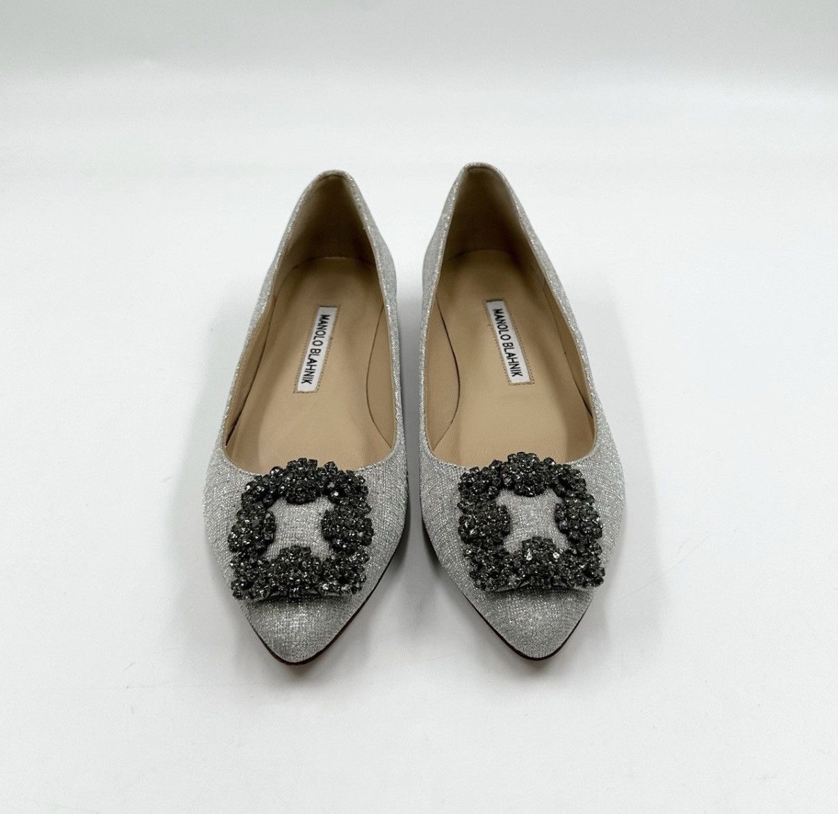 Manolo Blahnik Manolo Blahnik/MB Silver Thread Square Buckle Flats K12 Size US 6 / IT 36 - 2 Thumbnail