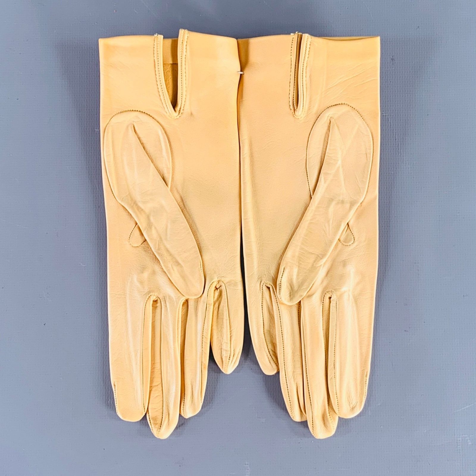 Vintage VINTAGE Size 6.5 Yellow Leather Gloves Size ONE SIZE - 2 Thumbnail