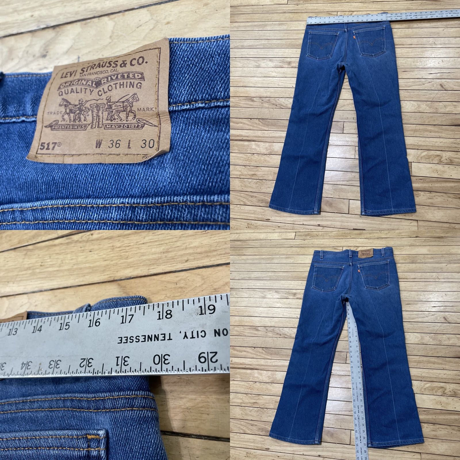 Levi's VINTAGE Levi's Jeans Men 517 Bootcut 36x30 Orange Tab USA Blue Denim 90s Rare 34x28 Jeans Mens Black? Size US 36 / EU 52 - 8 Thumbnail