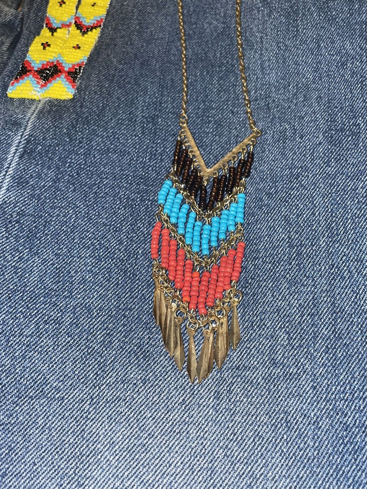 Vintage Vintage Southwest Chevron Beaded 70’s Necklace Size ONE SIZE - 4 Thumbnail