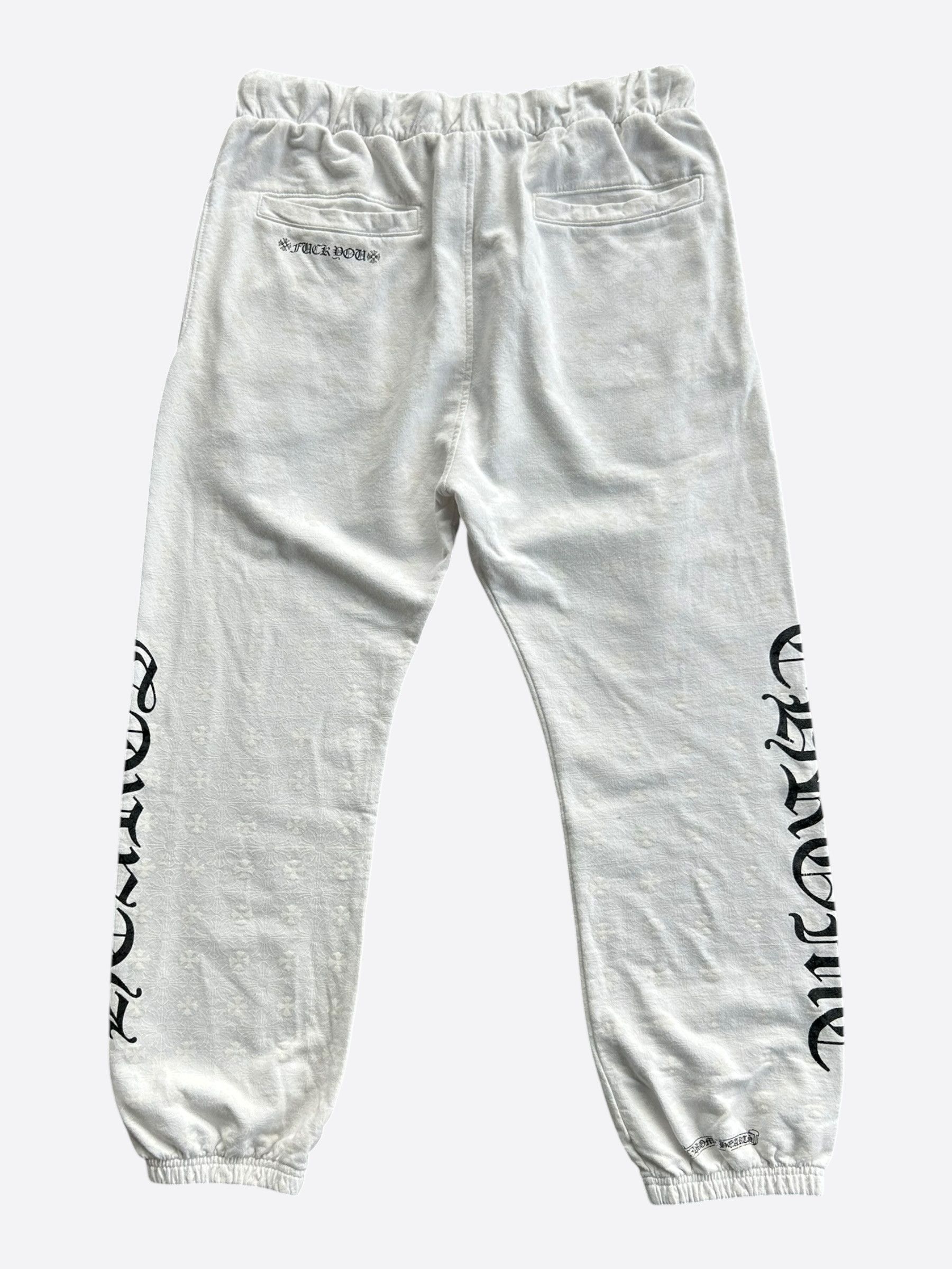 Chrome Hearts White & Black Horseshoe Logo Cross Jacquard Sweatpants Size US 34 / EU 50 - 2 Thumbnail