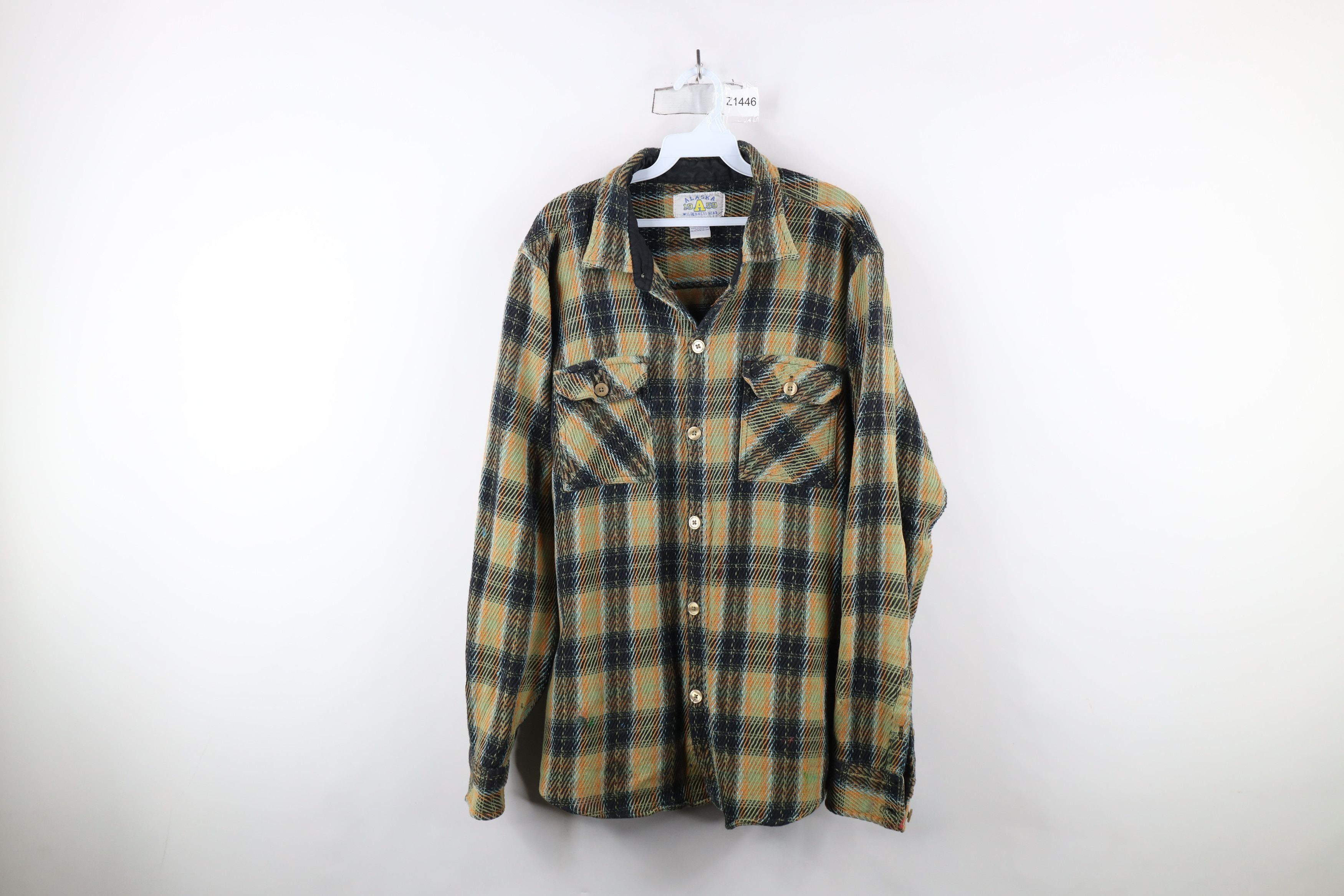 Vintage Vintage 90s Streetwear Heavy Ribbed Flannel Button Shirt Size US L / EU 52-54 / 3 - 1 Thumbnail