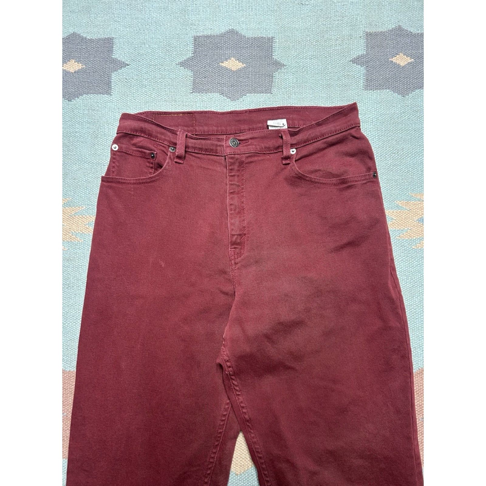 Levi's VINTAGE Levi’s 550 jeans maroon red relaxed fit tapered leg womens size 12 31x30 Size 24" / US 00 / IT 34 - 6 Thumbnail