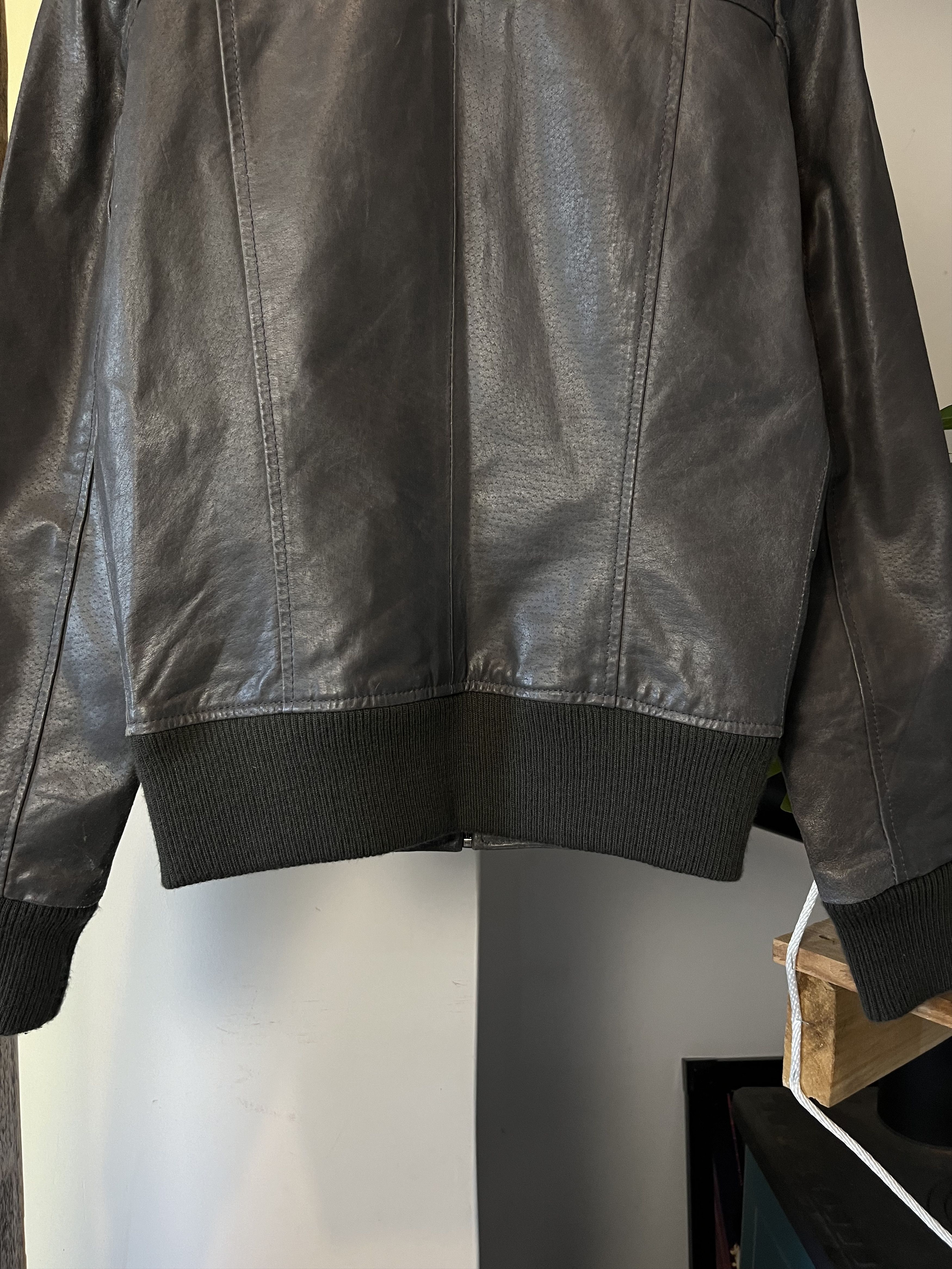 Japanese Brand × Vintage 90s Real Leather Gray Biker Jacket Maison Margiela Style Size S / US 4 / IT 40 - 6 Thumbnail