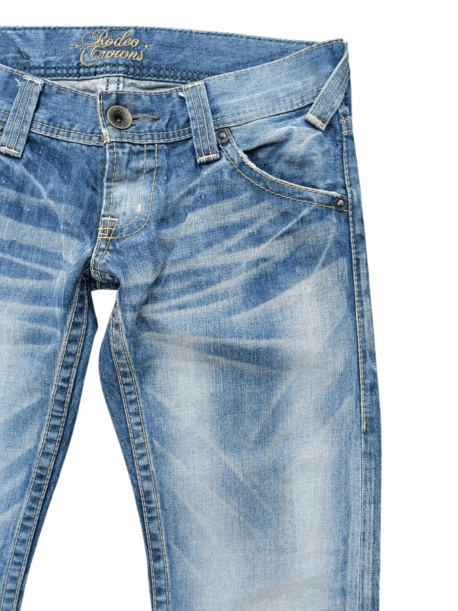 Hysteric Glamour × Japanese Brand × Vintage Vintage Rusty Wash Whiskers Rodeo Crowns Flared Jeans Size US 31 - 13 Thumbnail