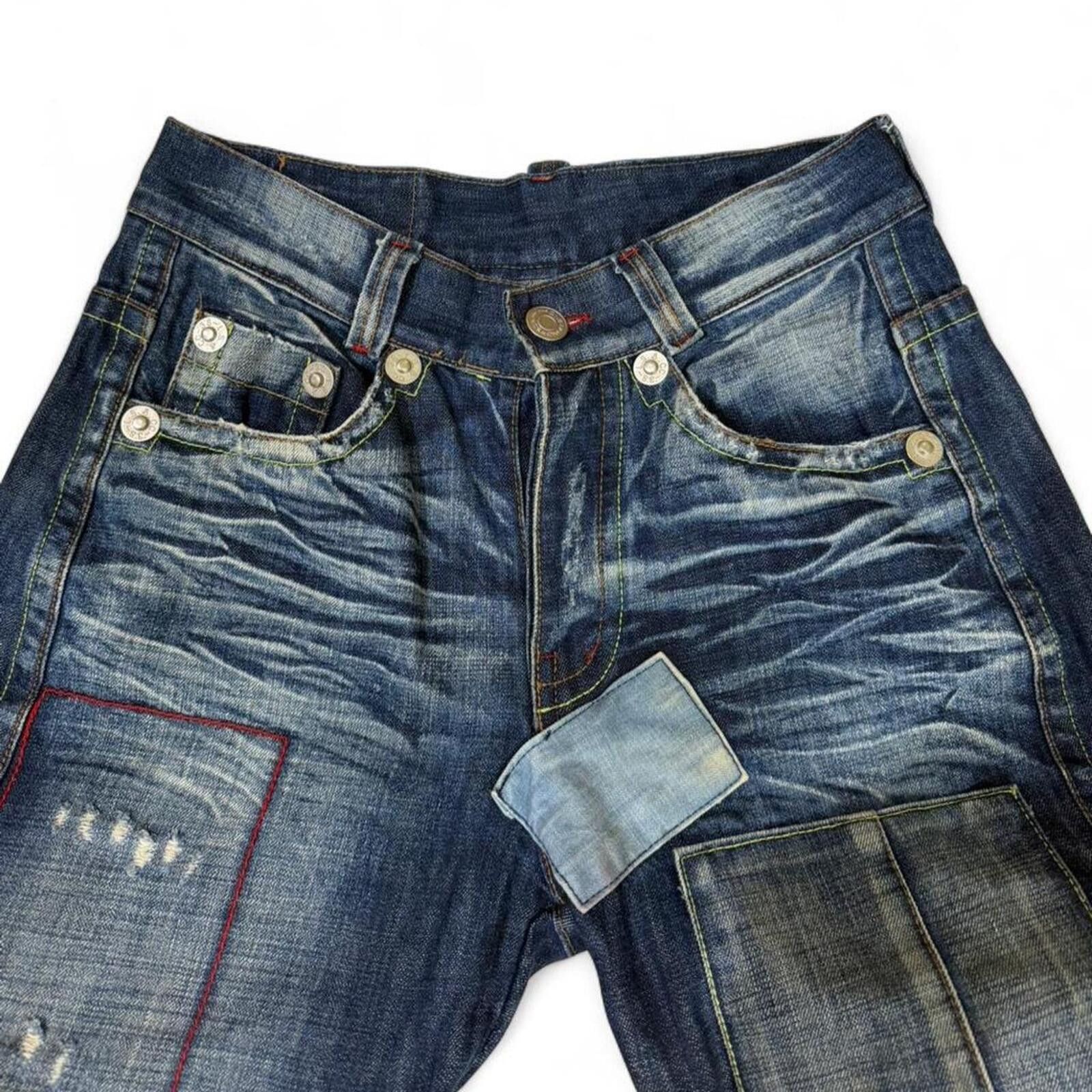 True Religion One Hundred Percent Denim blue jeans unique design Size US 31 - 4 Thumbnail